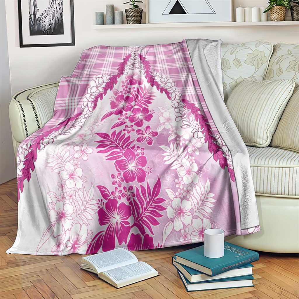 Aloha Hawaii Palaka Blanket Pink Plumeria Lei LT05 Pink - Polynesian Pride