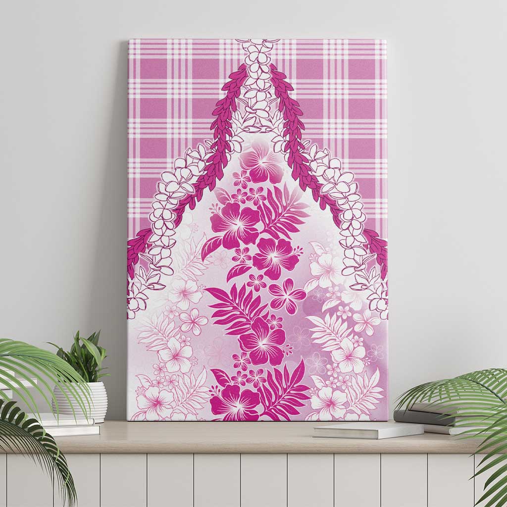 Aloha Hawaii Palaka Canvas Wall Art Pink Plumeria Lei LT05 - Polynesian Pride