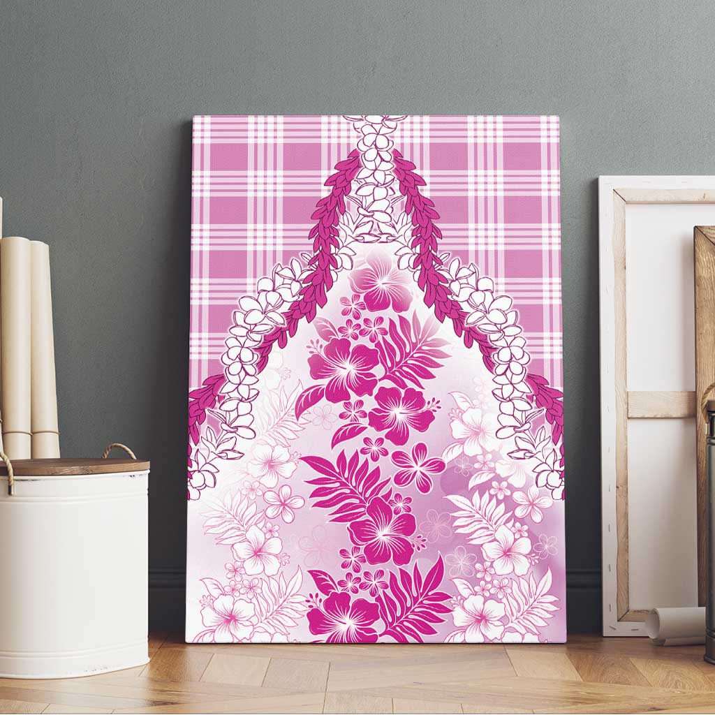 Aloha Hawaii Palaka Canvas Wall Art Pink Plumeria Lei LT05 - Polynesian Pride