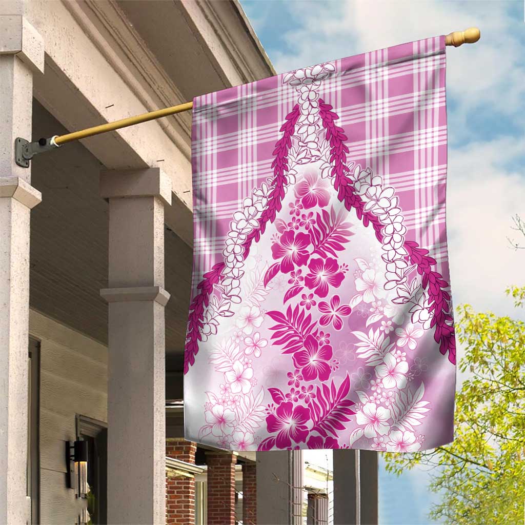 Aloha Hawaii Palaka Garden Flag Pink Plumeria Lei LT05 House Flag Pink - Polynesian Pride