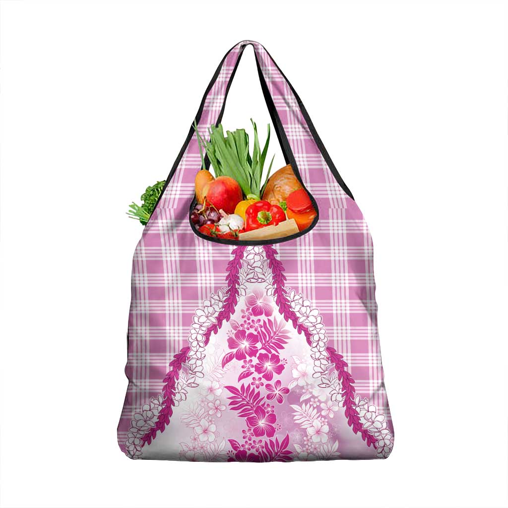 Aloha Hawaii Palaka Grocery Bag Pink Plumeria Lei LT05 1-pack One Size Pink - Polynesian Pride