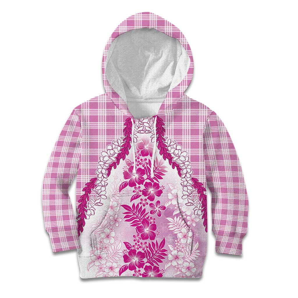 Aloha Hawaii Palaka Kid Hoodie Pink Plumeria Lei LT05 Hoodie Pink - Polynesian Pride