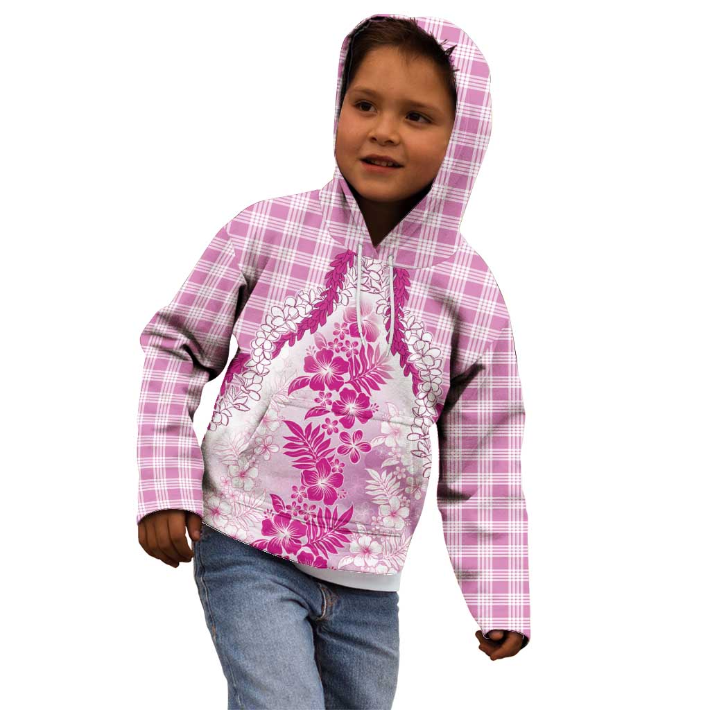Aloha Hawaii Palaka Kid Hoodie Pink Plumeria Lei LT05 - Polynesian Pride