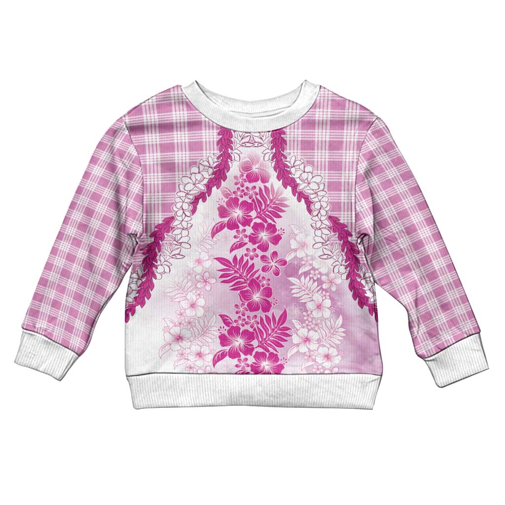 Aloha Hawaii Palaka Kid Ugly Christmas Sweater Pink Plumeria Lei LT05 Kid Pink - Polynesian Pride