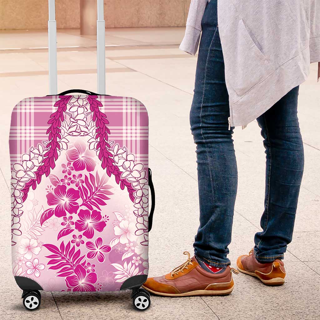Aloha Hawaii Palaka Luggage Cover Pink Plumeria Lei LT05 Pink - Polynesian Pride
