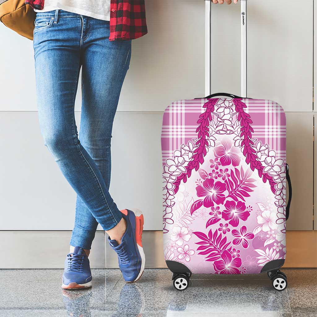 Aloha Hawaii Palaka Luggage Cover Pink Plumeria Lei LT05 - Polynesian Pride
