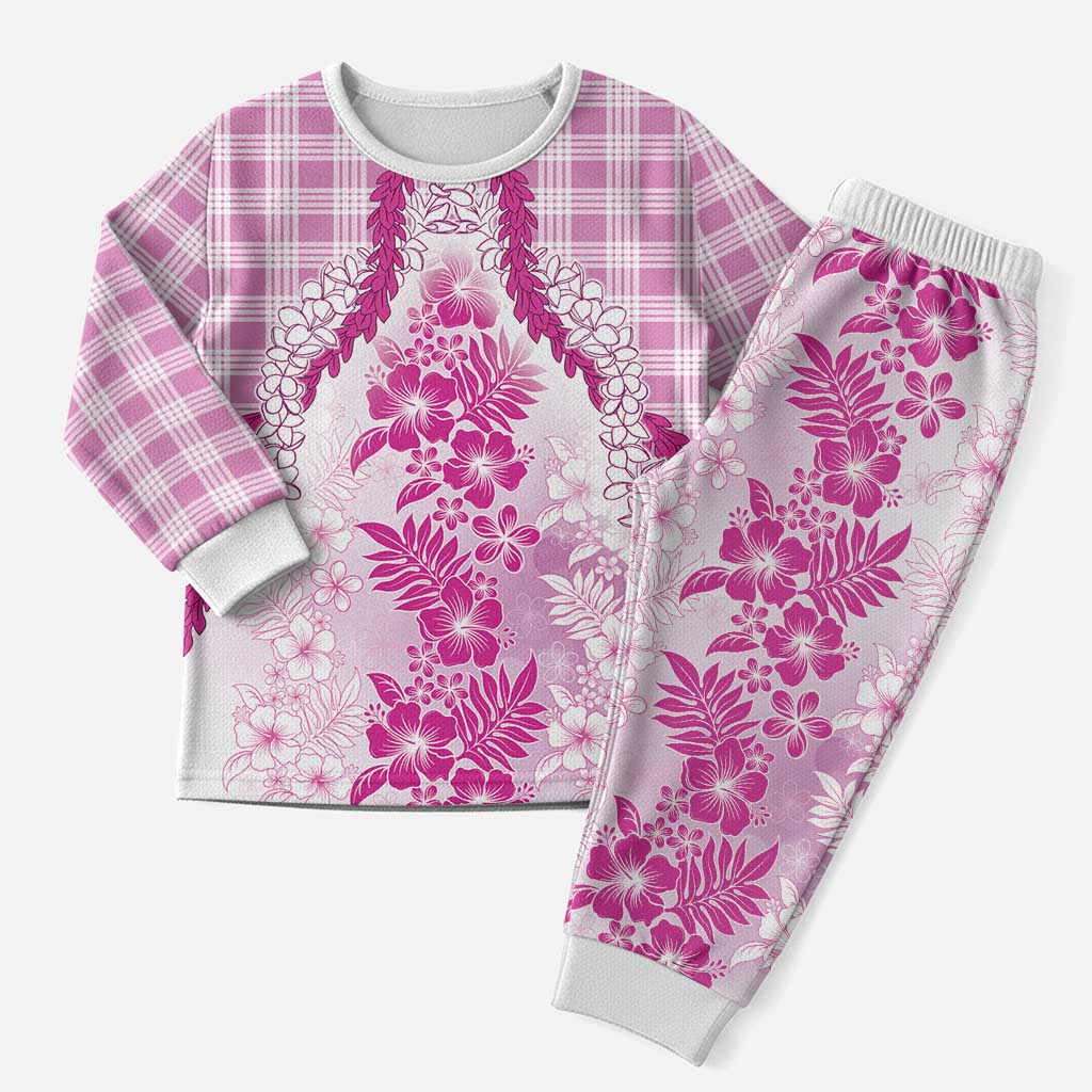 Aloha Hawaii Palaka Christmas Pajama Set Pink Plumeria Lei LT05 Men Pink - Polynesian Pride