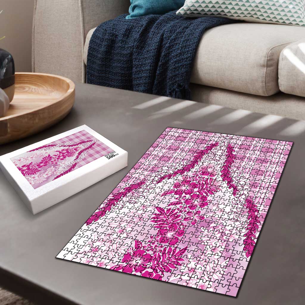 Aloha Hawaii Palaka Puzzle Pink Plumeria Lei LT05 - Polynesian Pride