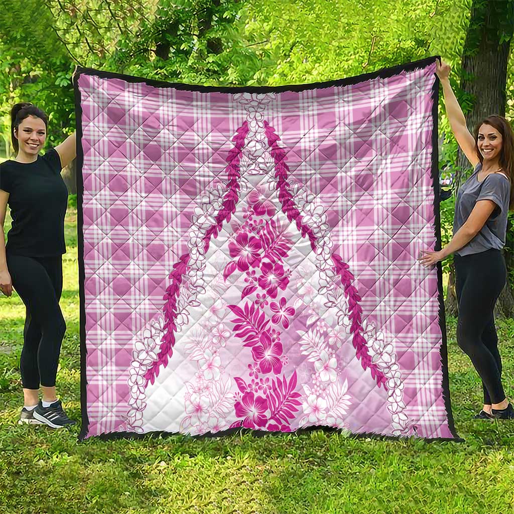 Aloha Hawaii Palaka Quilt Pink Plumeria Lei LT05 - Polynesian Pride