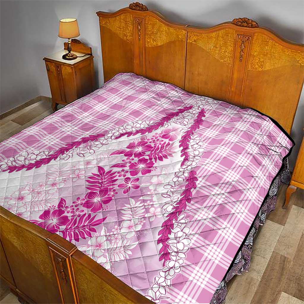 Aloha Hawaii Palaka Quilt Pink Plumeria Lei LT05 - Polynesian Pride
