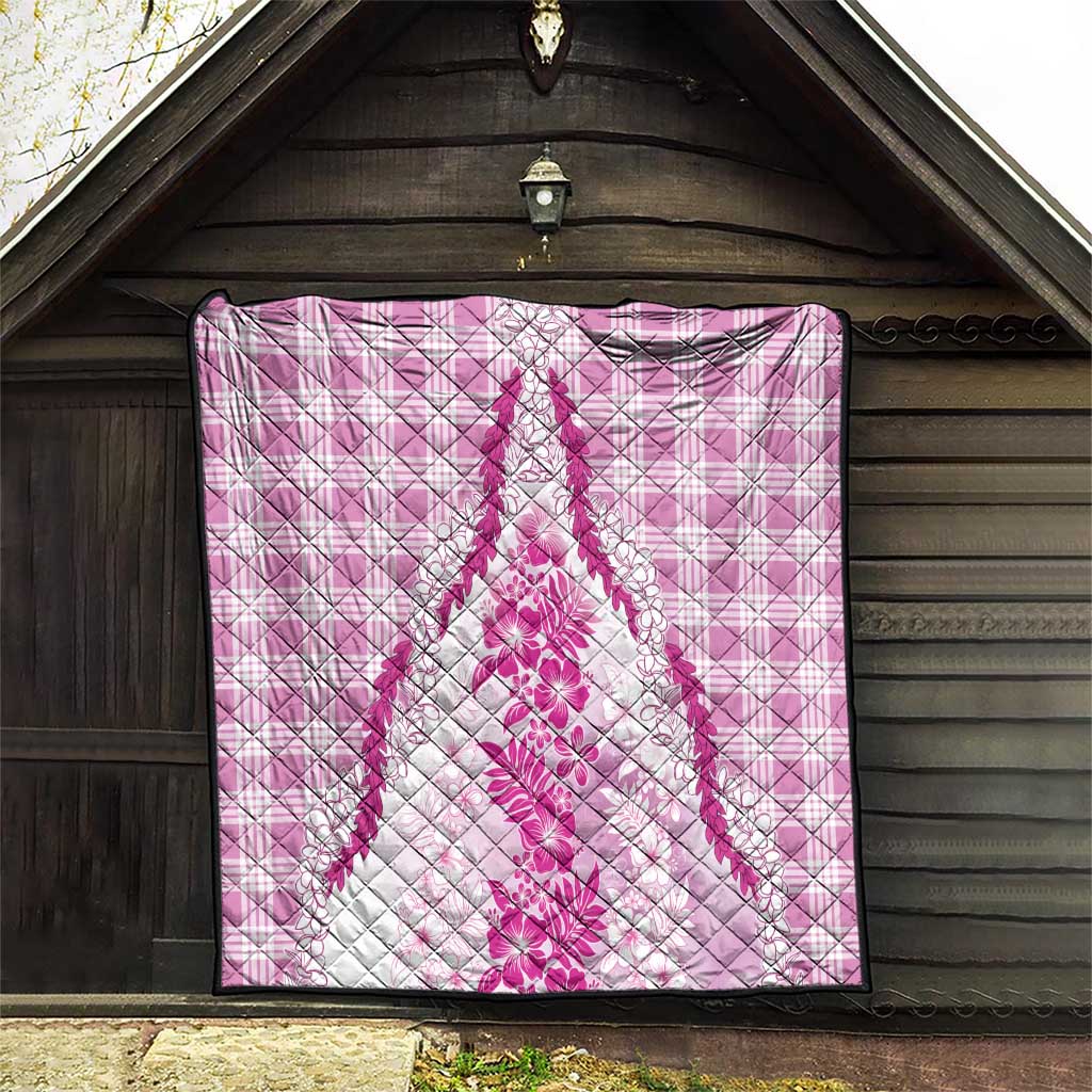Aloha Hawaii Palaka Quilt Pink Plumeria Lei LT05 - Polynesian Pride