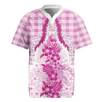Aloha Hawaii Palaka Rugby Jersey Pink Plumeria Lei LT05 Pink - Polynesian Pride
