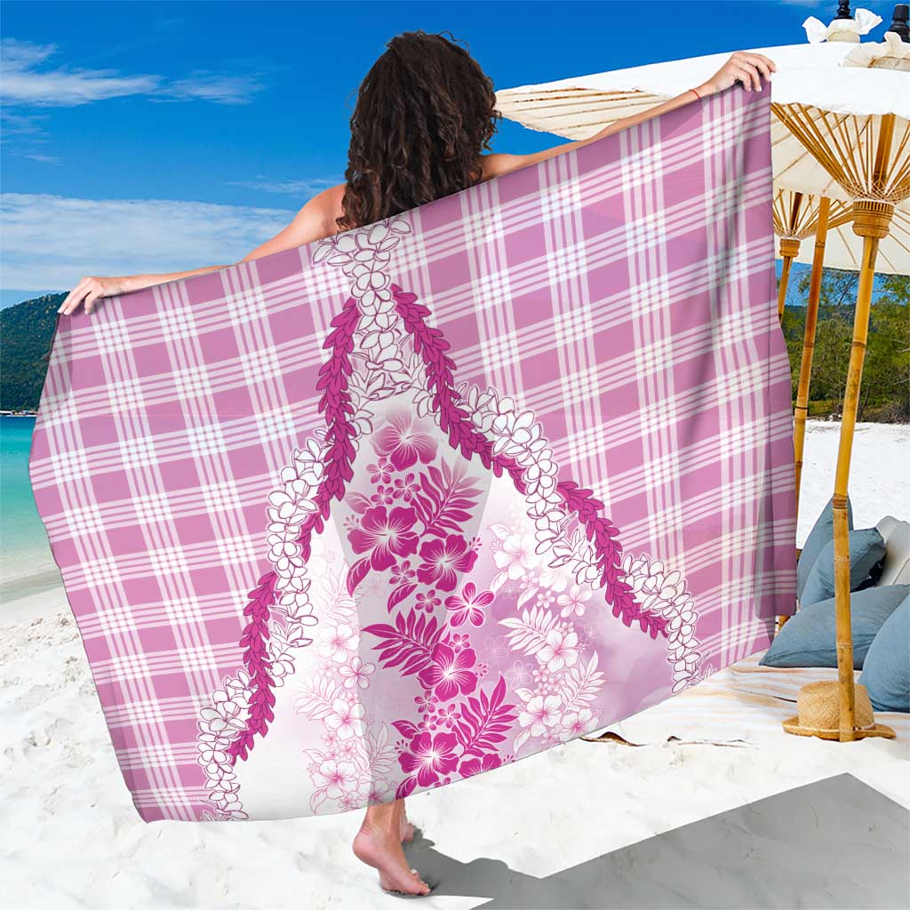 Aloha Hawaii Palaka Sarong Pink Plumeria Lei LT05 One Size 44 x 66 inches Pink - Polynesian Pride