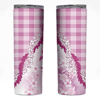 Aloha Hawaii Palaka Skinny Tumbler Pink Plumeria Lei LT05 Pink - Polynesian Pride