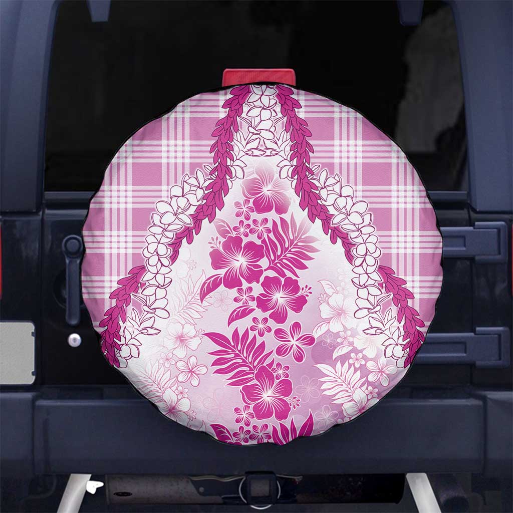 Aloha Hawaii Palaka Spare Tire Cover Pink Plumeria Lei LT05 No hole Pink - Polynesian Pride