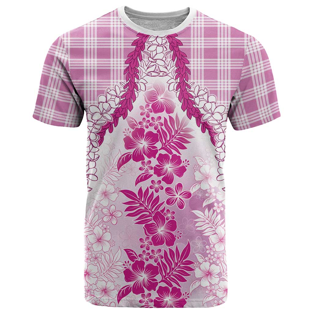 Aloha Hawaii Palaka T Shirt Pink Plumeria Lei LT05 Pink - Polynesian Pride
