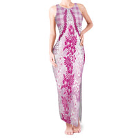 Aloha Hawaii Palaka Tank Maxi Dress Pink Plumeria Lei LT05 Women Pink - Polynesian Pride