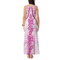 Aloha Hawaii Palaka Tank Maxi Dress Pink Plumeria Lei LT05 - Polynesian Pride