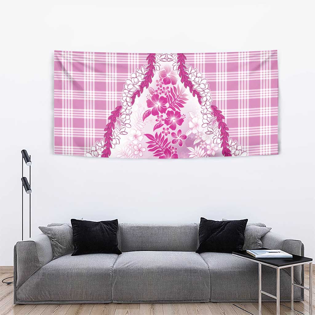 Aloha Hawaii Palaka Tapestry Pink Plumeria Lei LT05 - Polynesian Pride