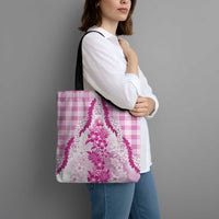 Aloha Hawaii Palaka Tote Bag Pink Plumeria Lei LT05 - Polynesian Pride