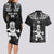 Custom New Zealand Maori Taiaha Couples Matching Long Sleeve Bodycon Dress and Hawaiian Shirt Tiki Warrior Black LT05 - Polynesian Pride