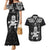 Custom New Zealand Maori Taiaha Couples Matching Mermaid Dress and Hawaiian Shirt Tiki Warrior Black LT05 Black - Polynesian Pride