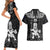 Custom New Zealand Maori Taiaha Couples Matching Short Sleeve Bodycon Dress and Hawaiian Shirt Tiki Warrior Black LT05 - Polynesian Pride