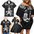 Custom New Zealand Maori Taiaha Family Matching Off Shoulder Short Dress and Hawaiian Shirt Tiki Warrior Black LT05 - Polynesian Pride