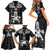 Custom New Zealand Maori Taiaha Family Matching Short Sleeve Bodycon Dress and Hawaiian Shirt Tiki Warrior Black LT05 - Polynesian Pride