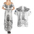 Custom New Zealand Maori Taiaha Couples Matching Summer Maxi Dress and Hawaiian Shirt Tiki Warrior White LT05 - Polynesian Pride