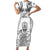 Custom New Zealand Maori Taiaha Short Sleeve Bodycon Dress Tiki Warrior White LT05 Long Dress White - Polynesian Pride