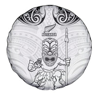 New Zealand Maori Taiaha Spare Tire Cover Tiki Warrior White LT05 - Polynesian Pride