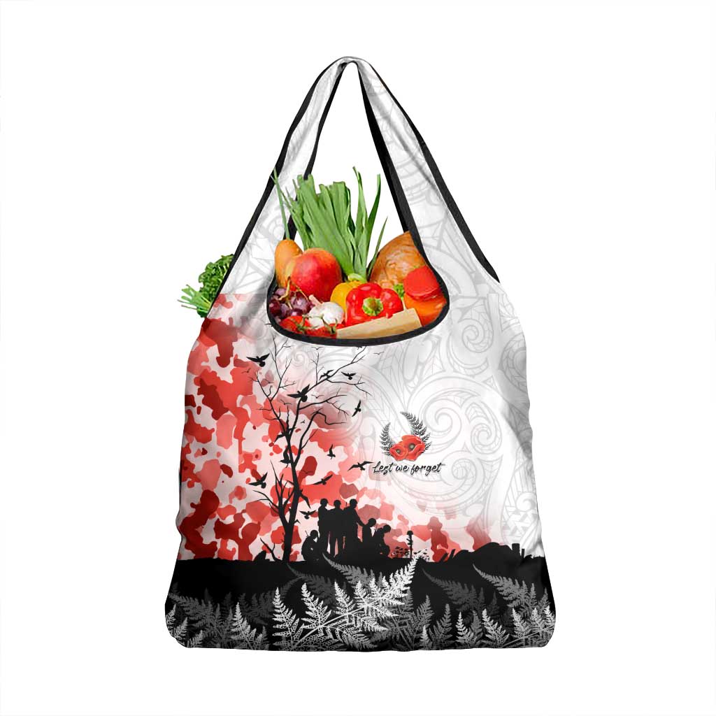 Kei Wareware Tatou New Zealand ANZAC Day Grocery Bag Lest We Forget LT05 1-pack One Size White - Polynesian Pride