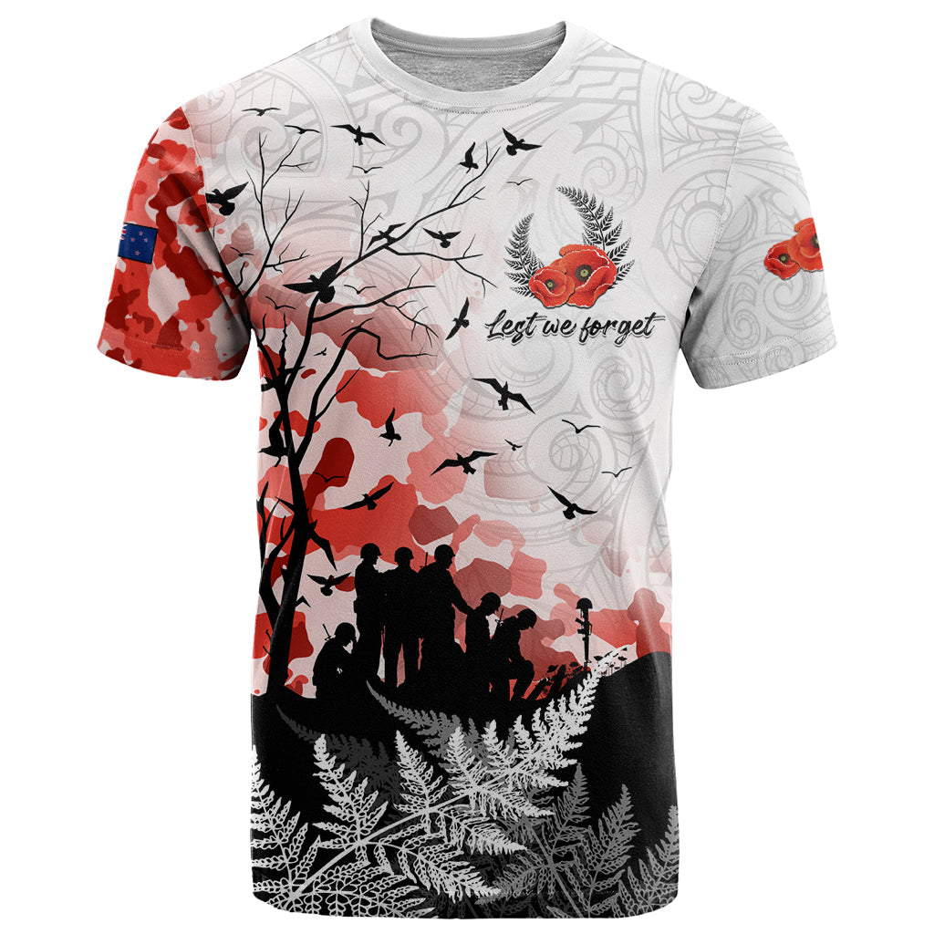 Kei Wareware Tatou New Zealand ANZAC Day T Shirt Lest We Forget LT05 White - Polynesian Pride