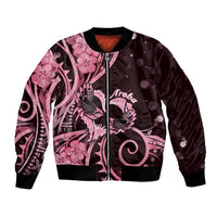 New Zealand Valentine Bomber Jacket Aroha Sweet Pink Piwakawaka LT05 Unisex Pink - Polynesian Pride
