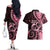 New Zealand Valentine Couples Matching Off The Shoulder Long Sleeve Dress and Hawaiian Shirt Aroha Sweet Pink Piwakawaka