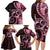 New Zealand Valentine Family Matching Long Sleeve Bodycon Dress and Hawaiian Shirt Aroha Sweet Pink Piwakawaka