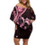 New Zealand Valentine Family Matching Off Shoulder Short Dress and Hawaiian Shirt Aroha Sweet Pink Piwakawaka