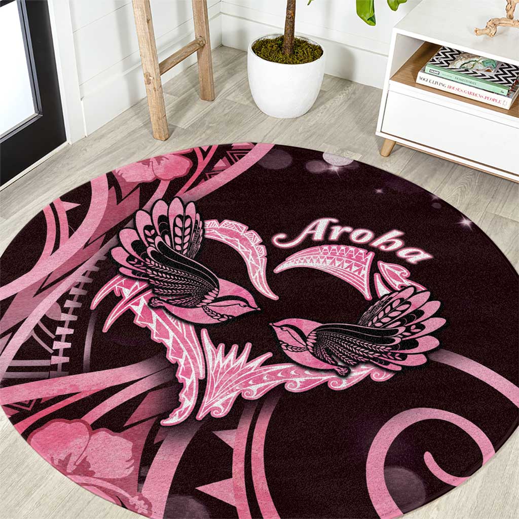 New Zealand Valentine Round Carpet Aroha Sweet Pink Piwakawaka