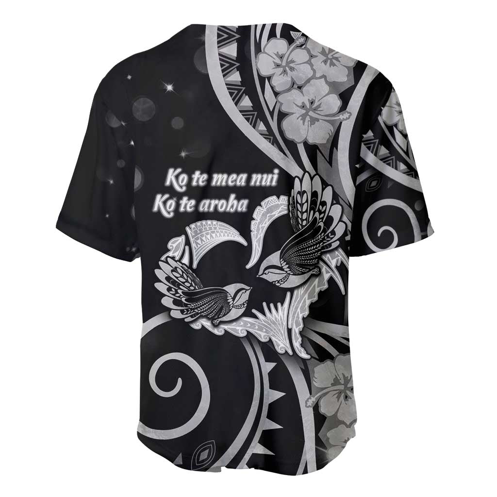 New Zealand Valentine Baseball Jersey Aroha Gray Piwakawaka LT05 - Polynesian Pride