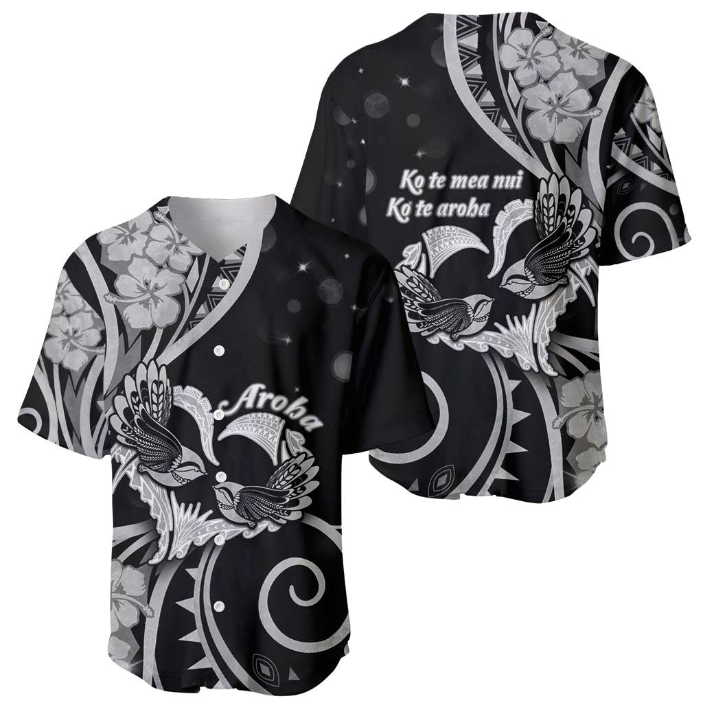 New Zealand Valentine Baseball Jersey Aroha Gray Piwakawaka LT05 - Polynesian Pride