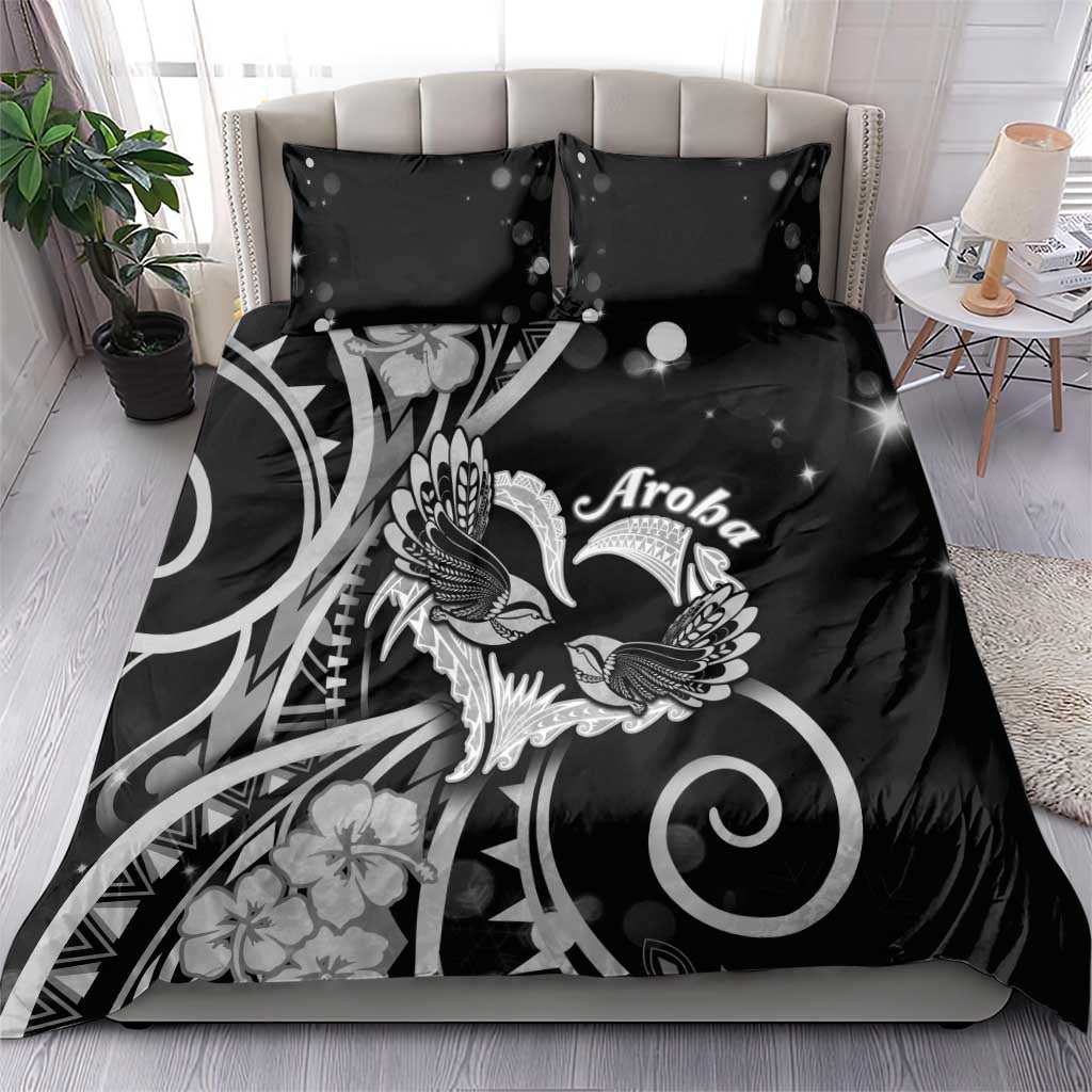 New Zealand Valentine Bedding Set Aroha Gray Piwakawaka LT05 - Polynesian Pride