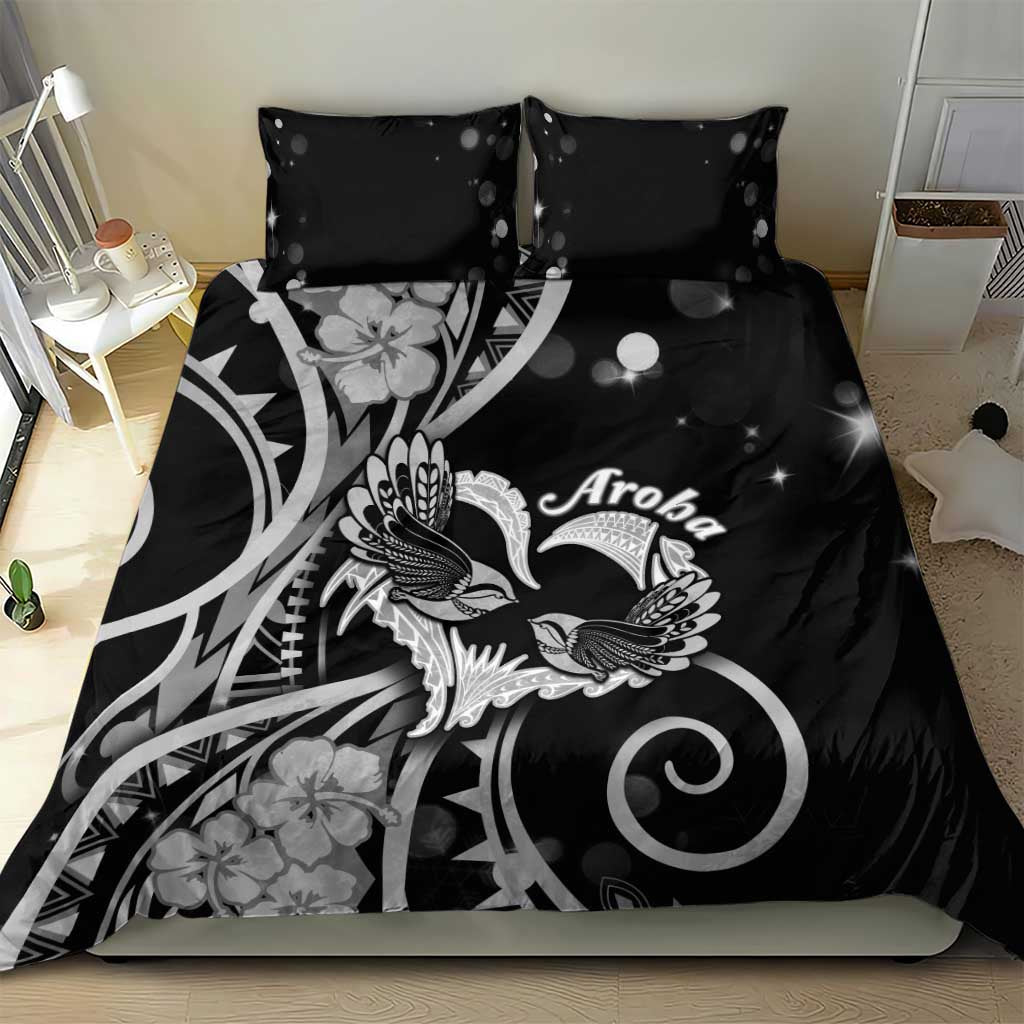 New Zealand Valentine Bedding Set Aroha Gray Piwakawaka LT05 - Polynesian Pride