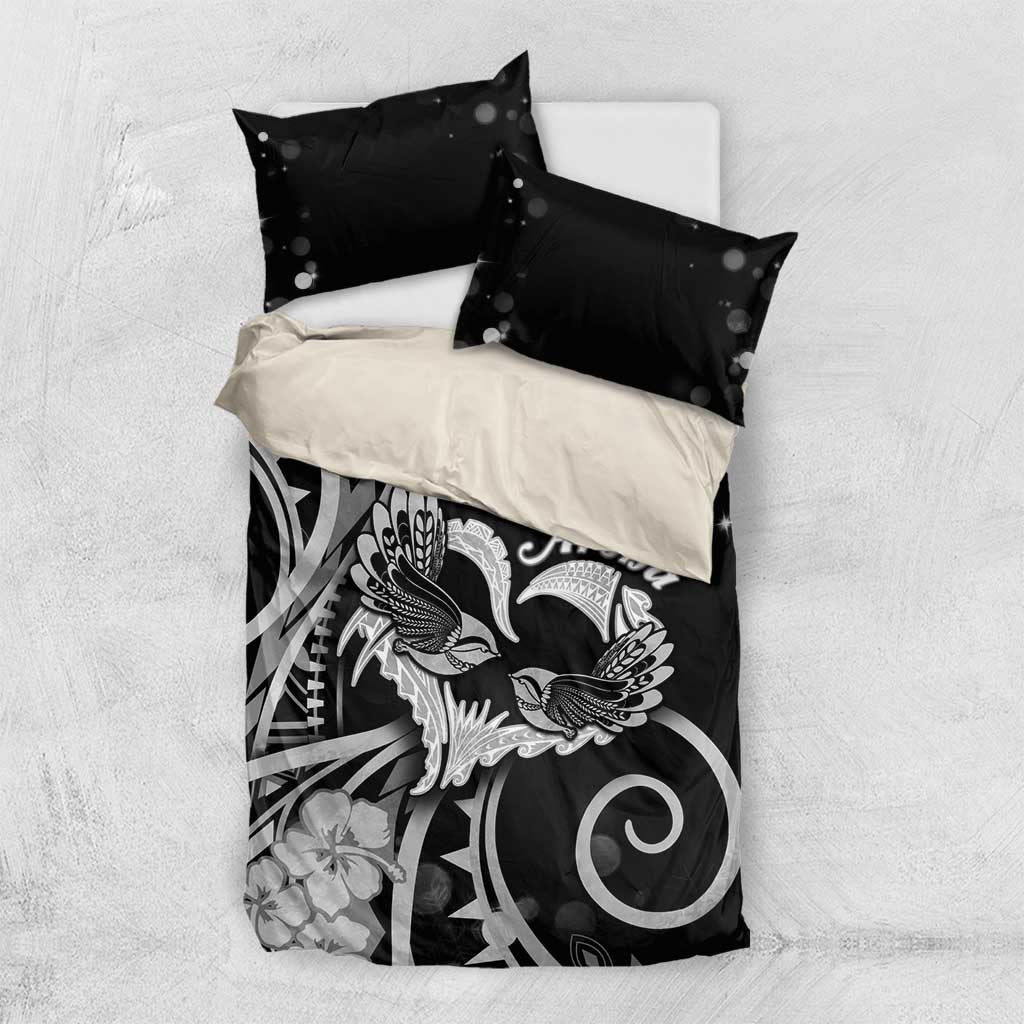 New Zealand Valentine Bedding Set Aroha Gray Piwakawaka LT05 US Twin 172cm x 218cm Gray - Polynesian Pride