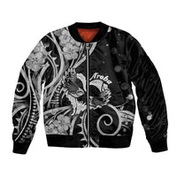 New Zealand Valentine Bomber Jacket Aroha Gray Piwakawaka LT05 Unisex Gray - Polynesian Pride