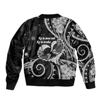 New Zealand Valentine Bomber Jacket Aroha Gray Piwakawaka LT05 - Polynesian Pride