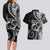 New Zealand Valentine Couples Matching Long Sleeve Bodycon Dress and Hawaiian Shirt Aroha Gray Piwakawaka