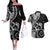 New Zealand Valentine Couples Matching Off The Shoulder Long Sleeve Dress and Hawaiian Shirt Aroha Gray Piwakawaka