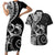 New Zealand Valentine Couples Matching Short Sleeve Bodycon Dress and Hawaiian Shirt Aroha Gray Piwakawaka