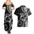 New Zealand Valentine Couples Matching Summer Maxi Dress and Hawaiian Shirt Aroha Gray Piwakawaka